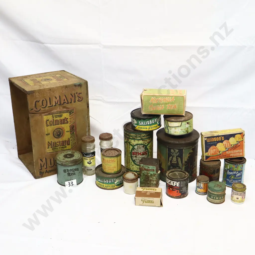Collection of Vintage Grocery Tins and Packaging Image 1++