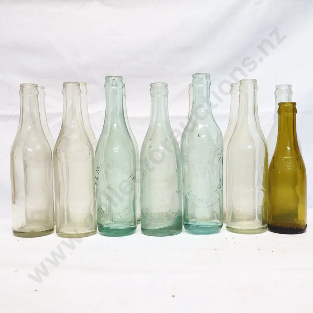 Large Collection of Vintage 12oz Embossed Crown Top Bottles Image 1++