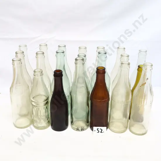 Large Collection of Vintage 12oz Embossed Crown Top Bottles