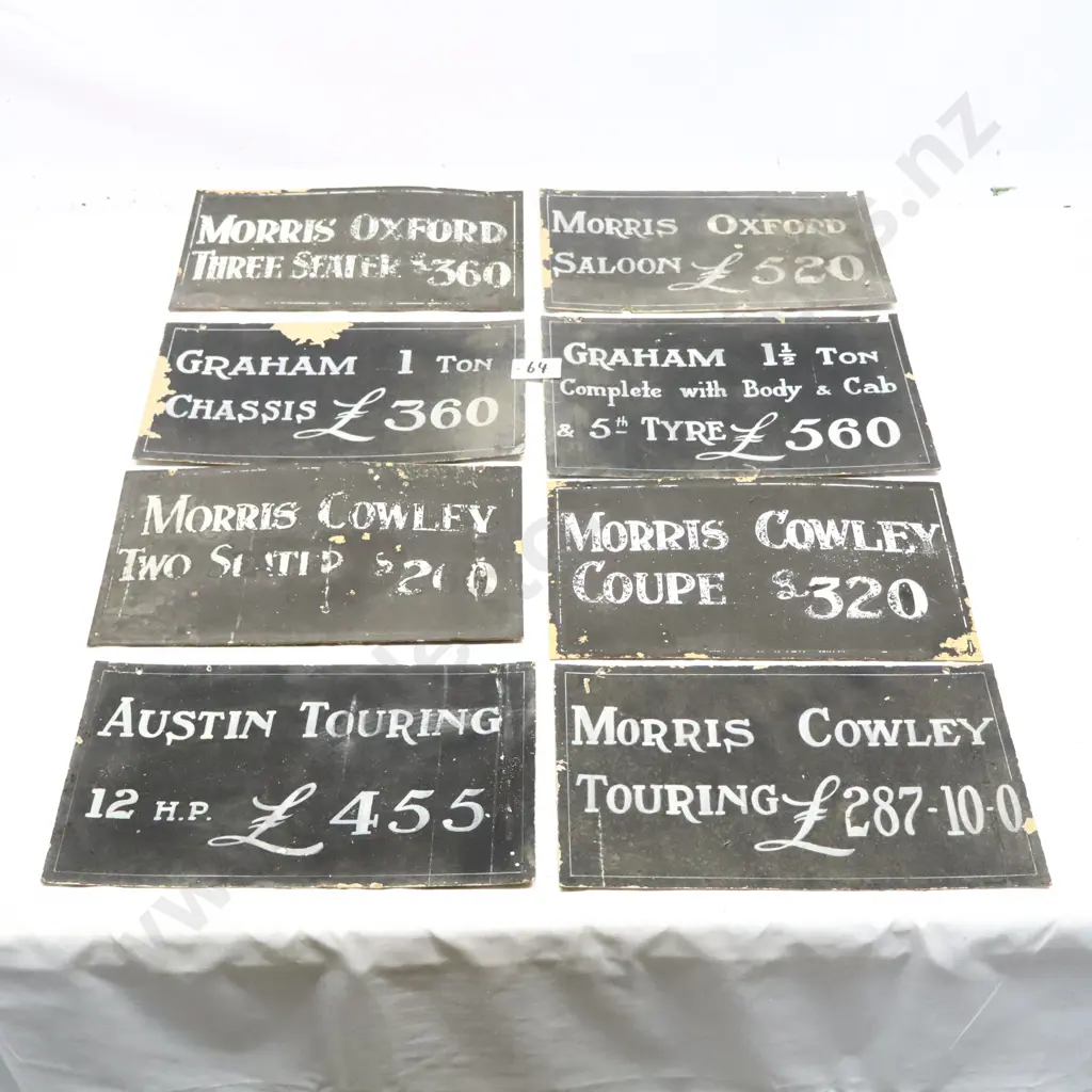 Collection of Early Antique Motor Car Price Signs Image 1++