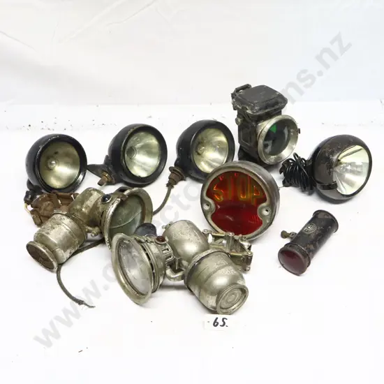 Collection of Vintage Car and Bicycle Lighting.