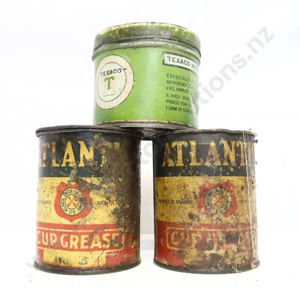 Collection of Early Vintage Grease Tins. Atlantic and Texaco. Image 1++