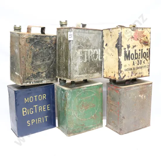 Collection of Vintage Oil Tins. 2 Gallon Runnerboard Tins