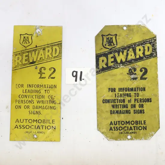Automobile Association Reward Signs