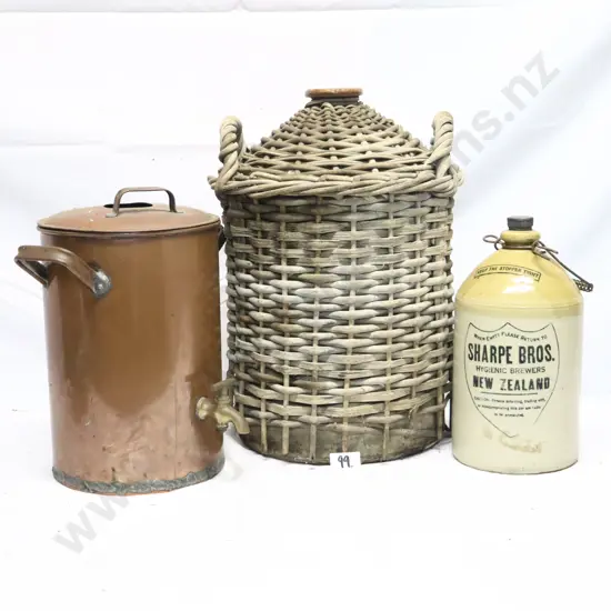 Demijohn, Copper & Sharpe Bros Stoneware Jar