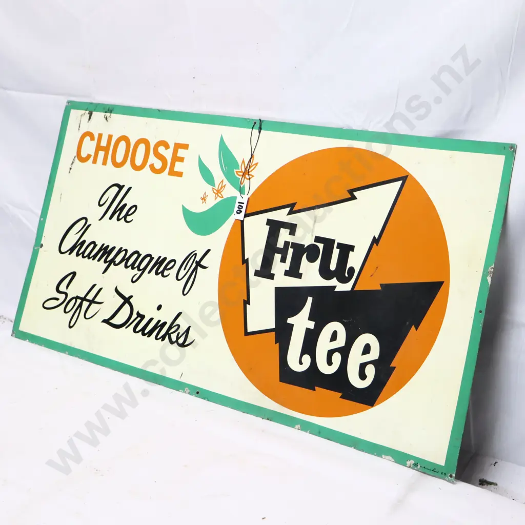Fruitee Soft Drinks Tin Advertising Sign Image 1++