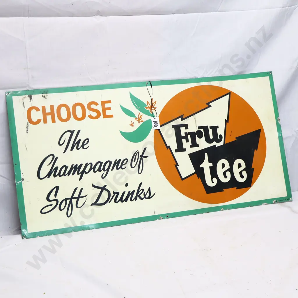 Fruitee Soft Drinks Tin Advertising Sign Image 1++