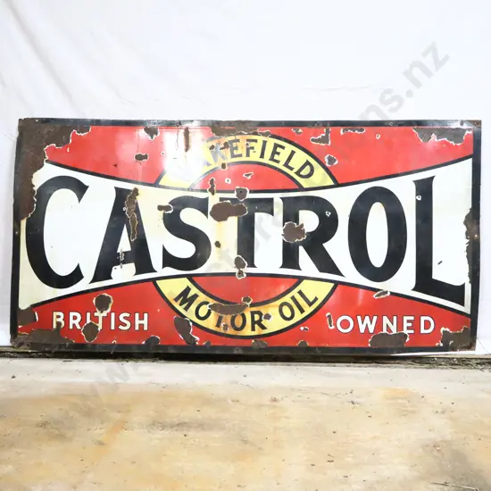 6X3 Foot Wakefeild Castrol Motor Oil Enamel Sign