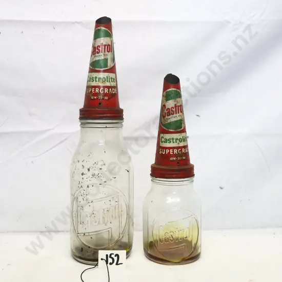 Castrol Glass Oil Bottles with Pourers