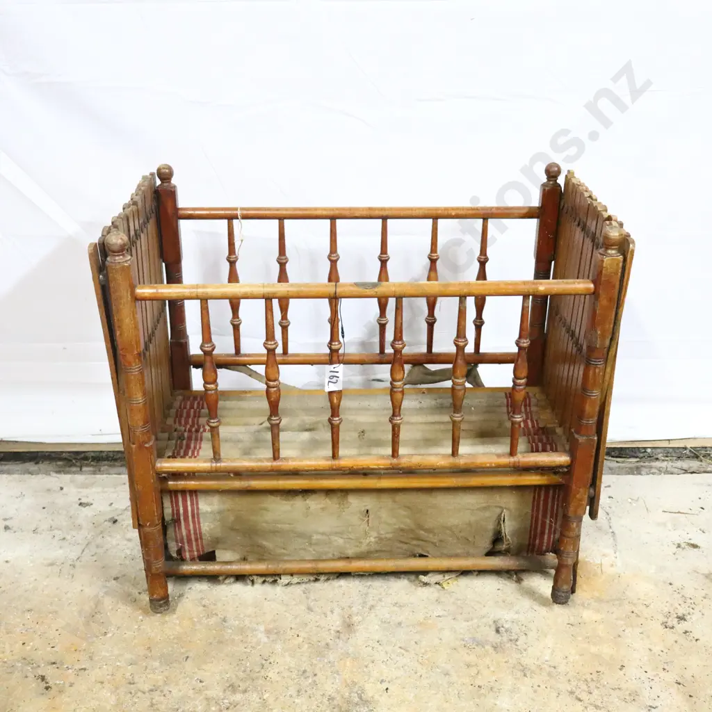 Antique Wooden Folding Baby Cot Image 1++