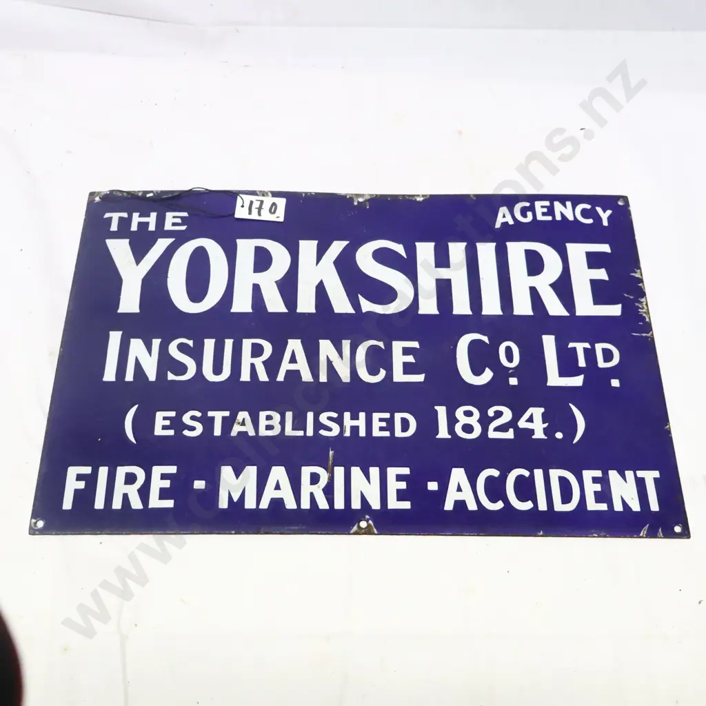 Yorkshire Insurance Enamel Sign Image 1++