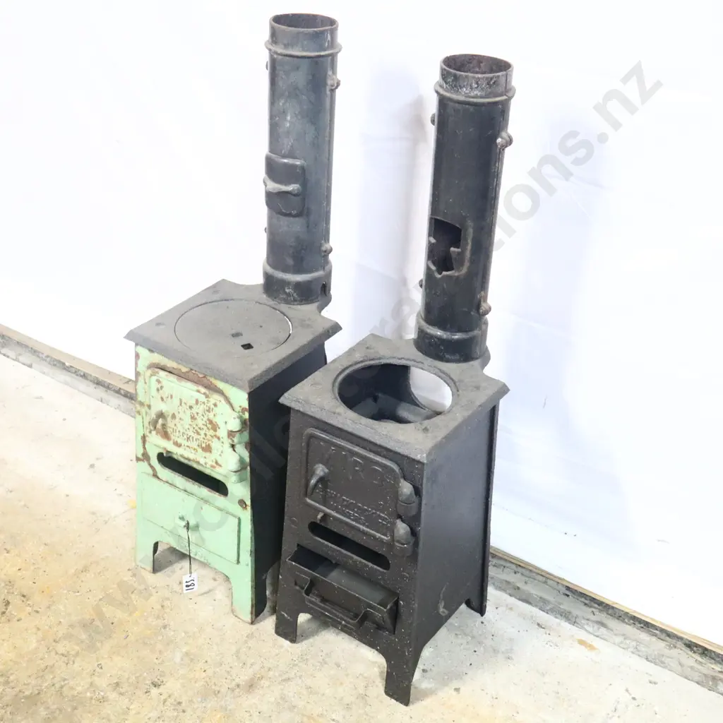 Pair of Vintage Cast Iron Camp Stoves Image 1++