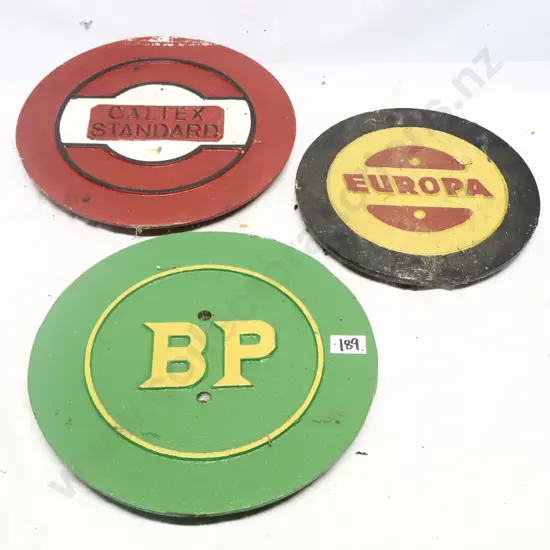Cast Iron Toby Lids, Europa, Caltex and BP.