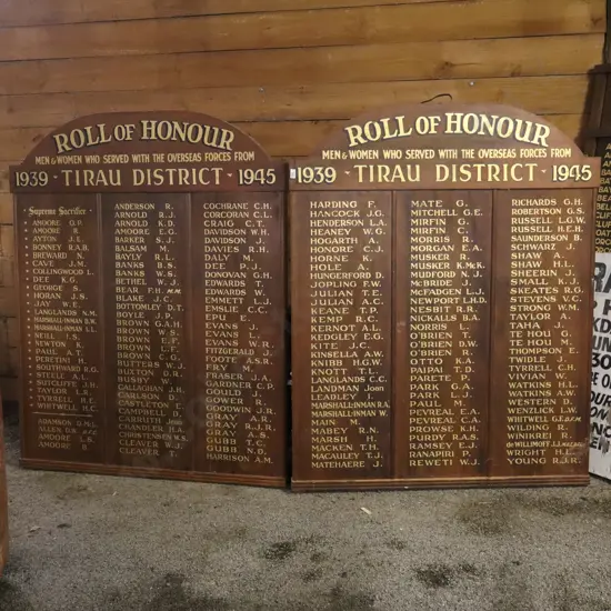 Pair of Tirau District WWII Roll of Honour Boards 1939–1945