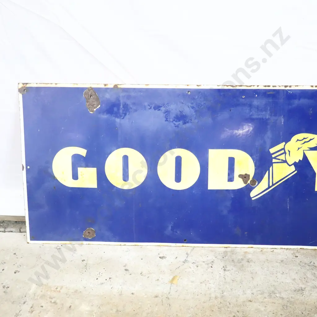 Large Goodyear Enamel Advertising Sign Image 1++