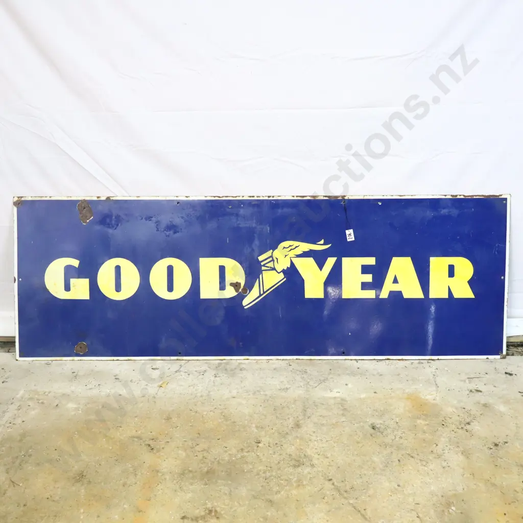 Large Goodyear Enamel Advertising Sign Image 1++