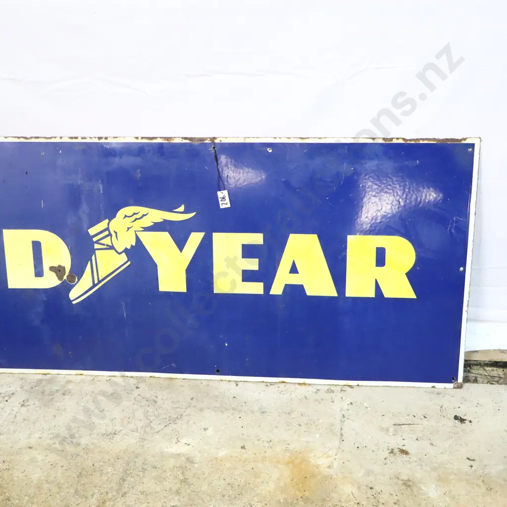 Large Goodyear Enamel Advertising Sign Image 1++