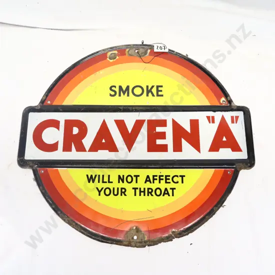 Craven "Will Not Affect Your Throat" Enamel Sign