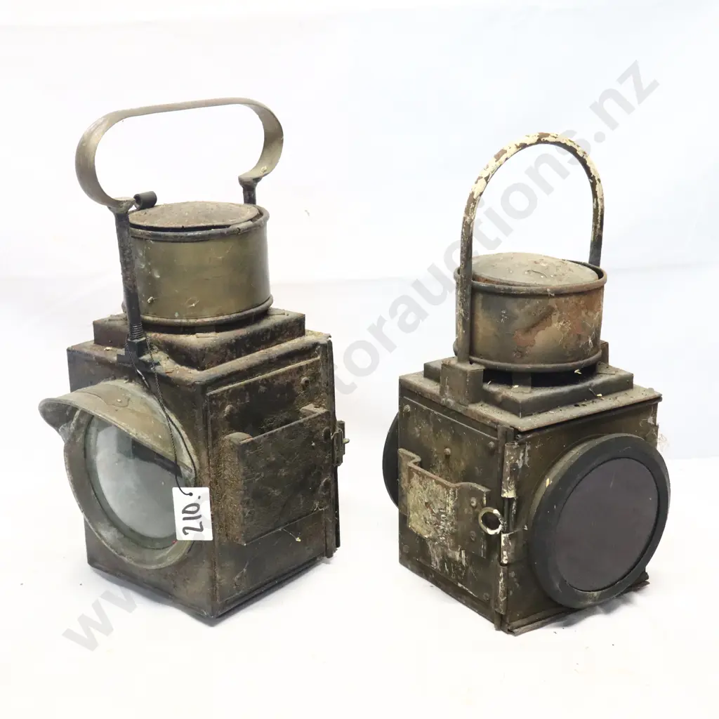 Pair of Antique Railway Lanterns Image 1++