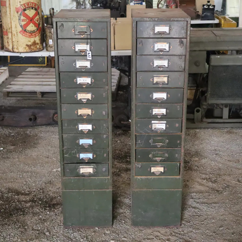 Pair of Vintage Metal Filing Cabinets Image 1++