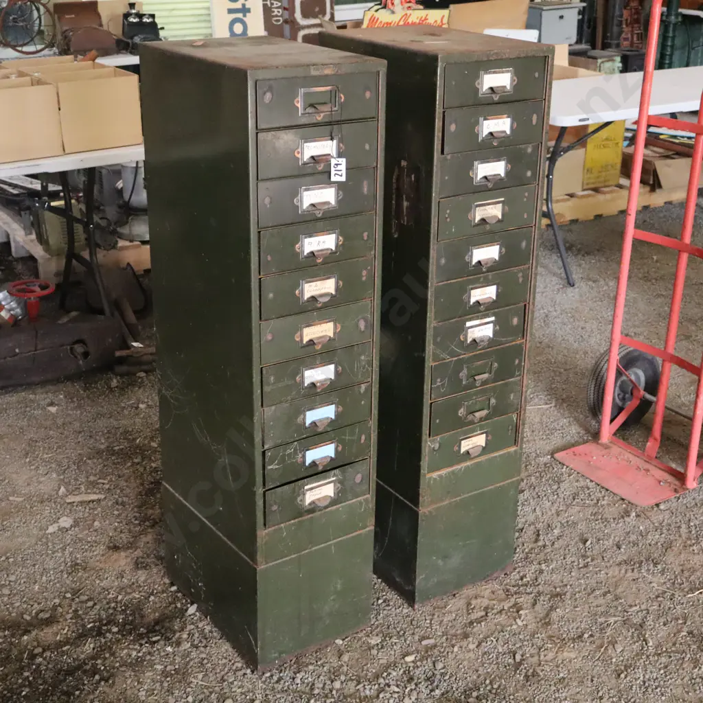 Pair of Vintage Metal Filing Cabinets Image 1++