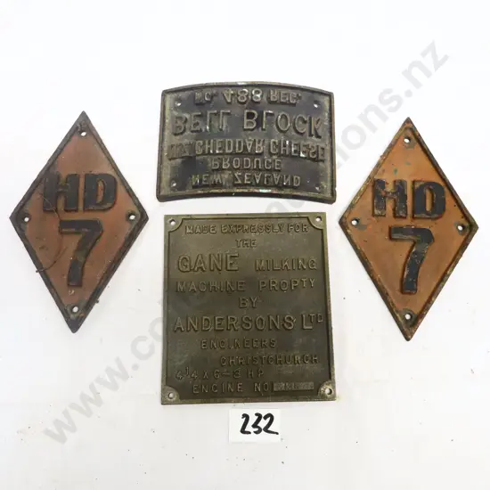 Vintage Machinery & Dairy Cast Equipment Plates