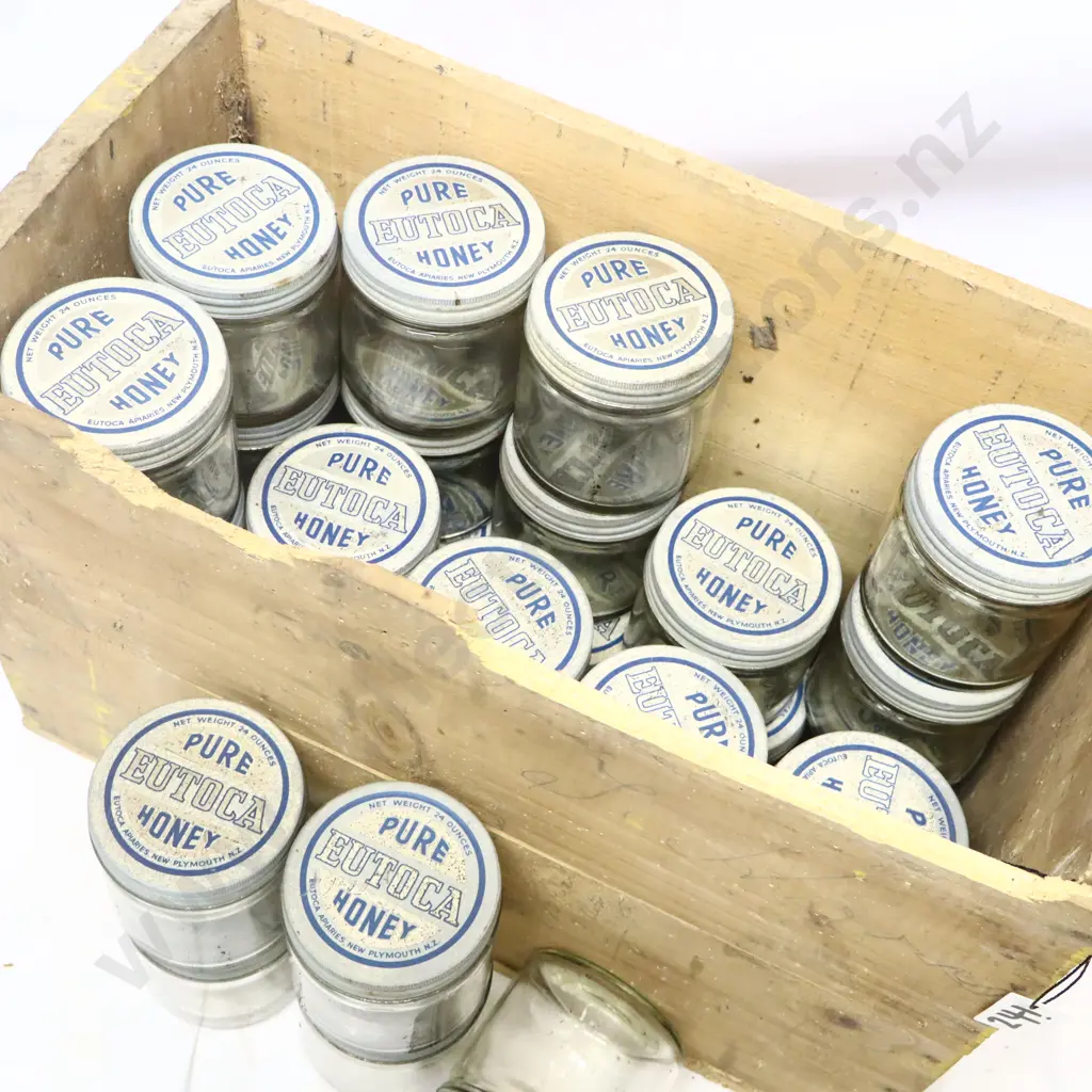 Collection of Eutoca Honey Jars in Wooden Crate Image 1++