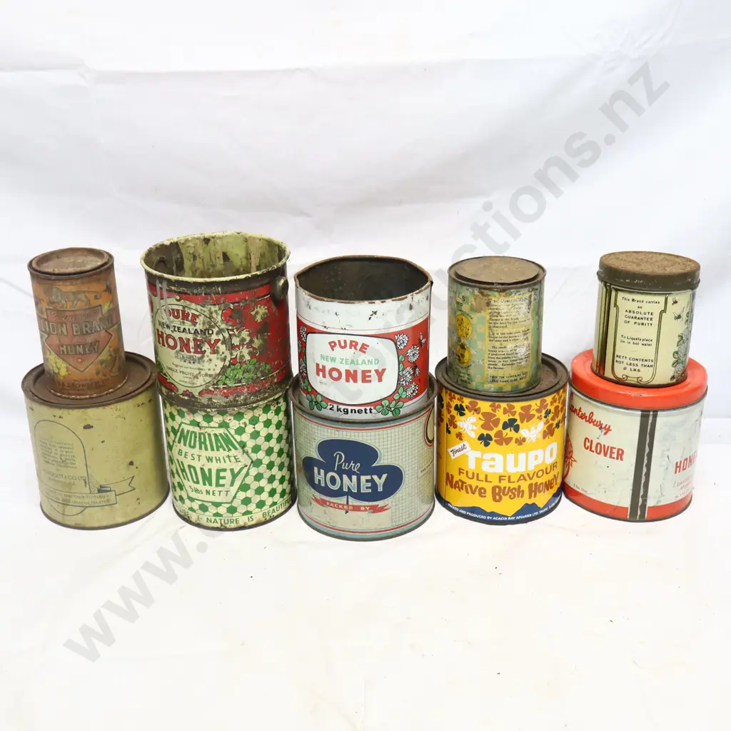 Collection of Vintage New Zealand Honey Tins Image 1++