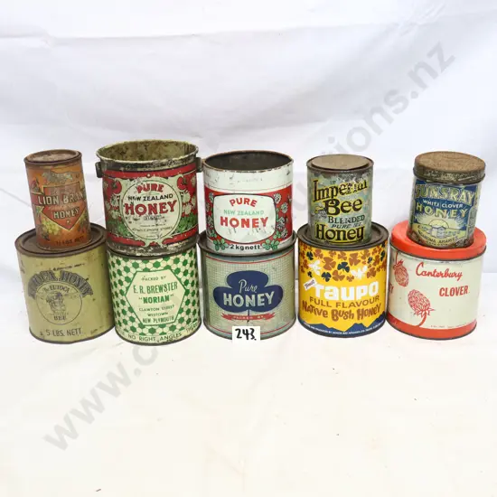 Collection of Vintage New Zealand Honey Tins