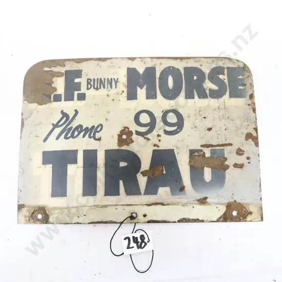 Original H.F. Morse Early Tirau Garage Sign