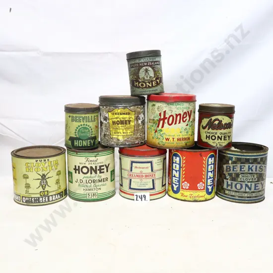 Collection of Vintage Honey Tins
