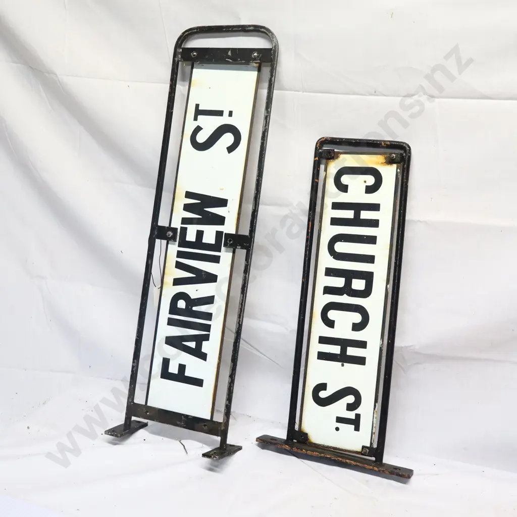 Enamel Street Signs x 2. Church and Fairview St. Image 1++