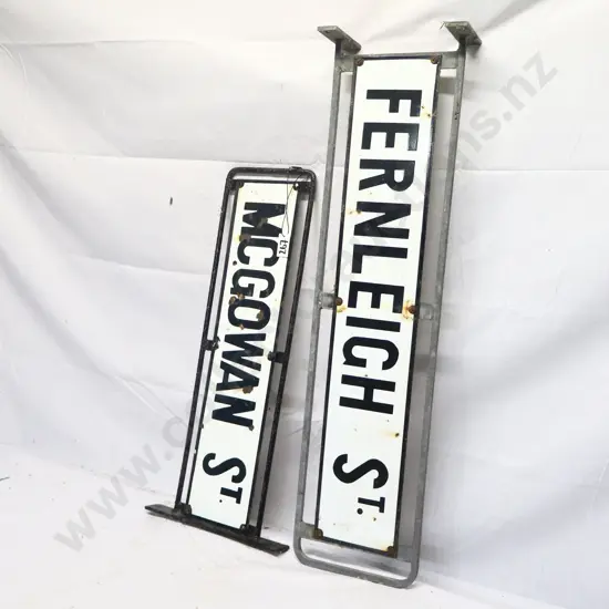 Enamel Street Signs x 2. Fernliegh and McGowan St.