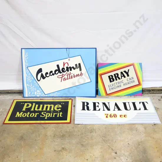 Ray Bovey Handpainted signs x 4. Academy Patterns, Bray, Plume and Renault.