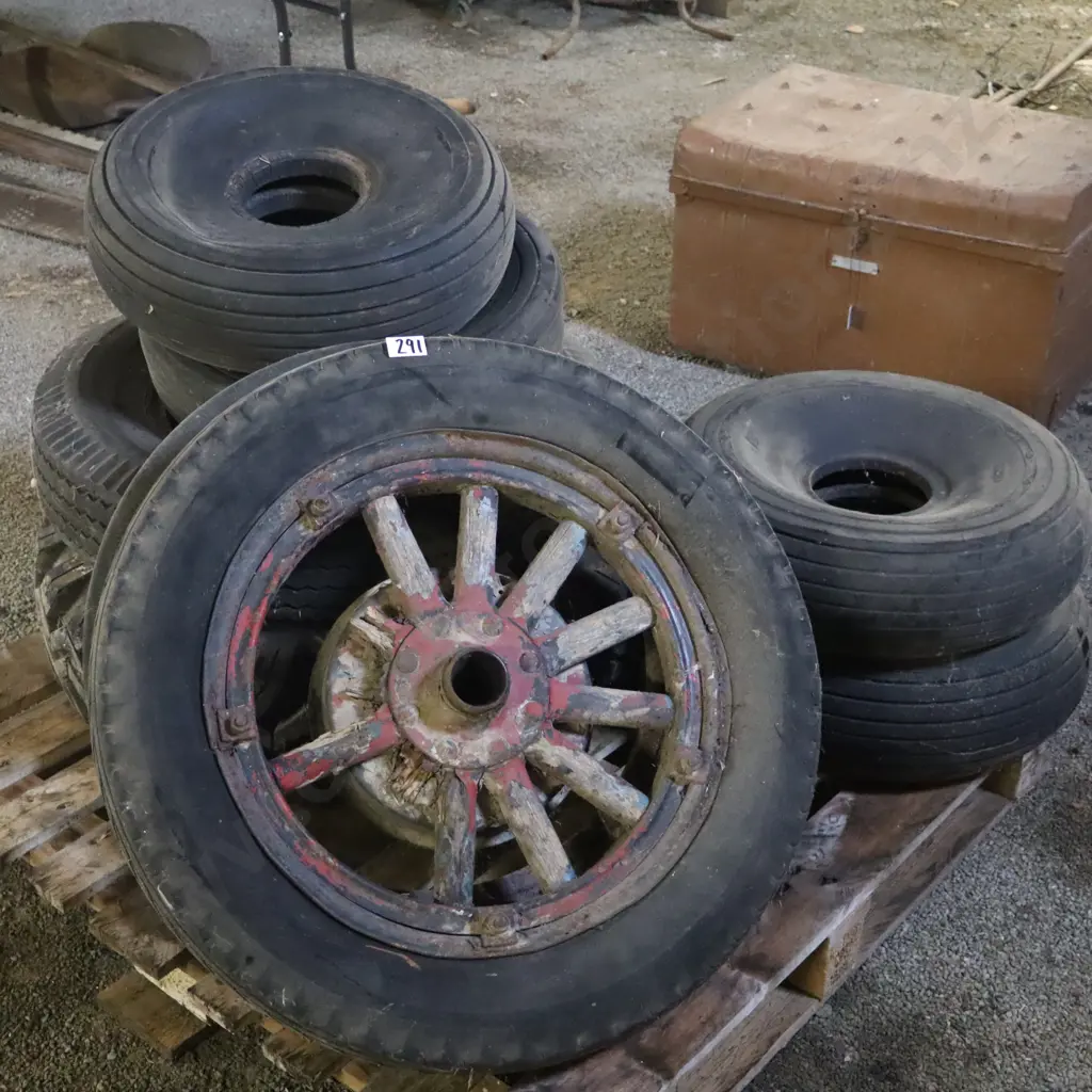 Collection of Vintage Aircraft Wheels & Vehicle Tyres Image 1++