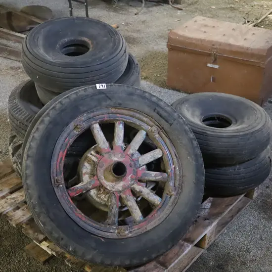 Collection of Vintage Aircraft Wheels & Vehicle Tyres