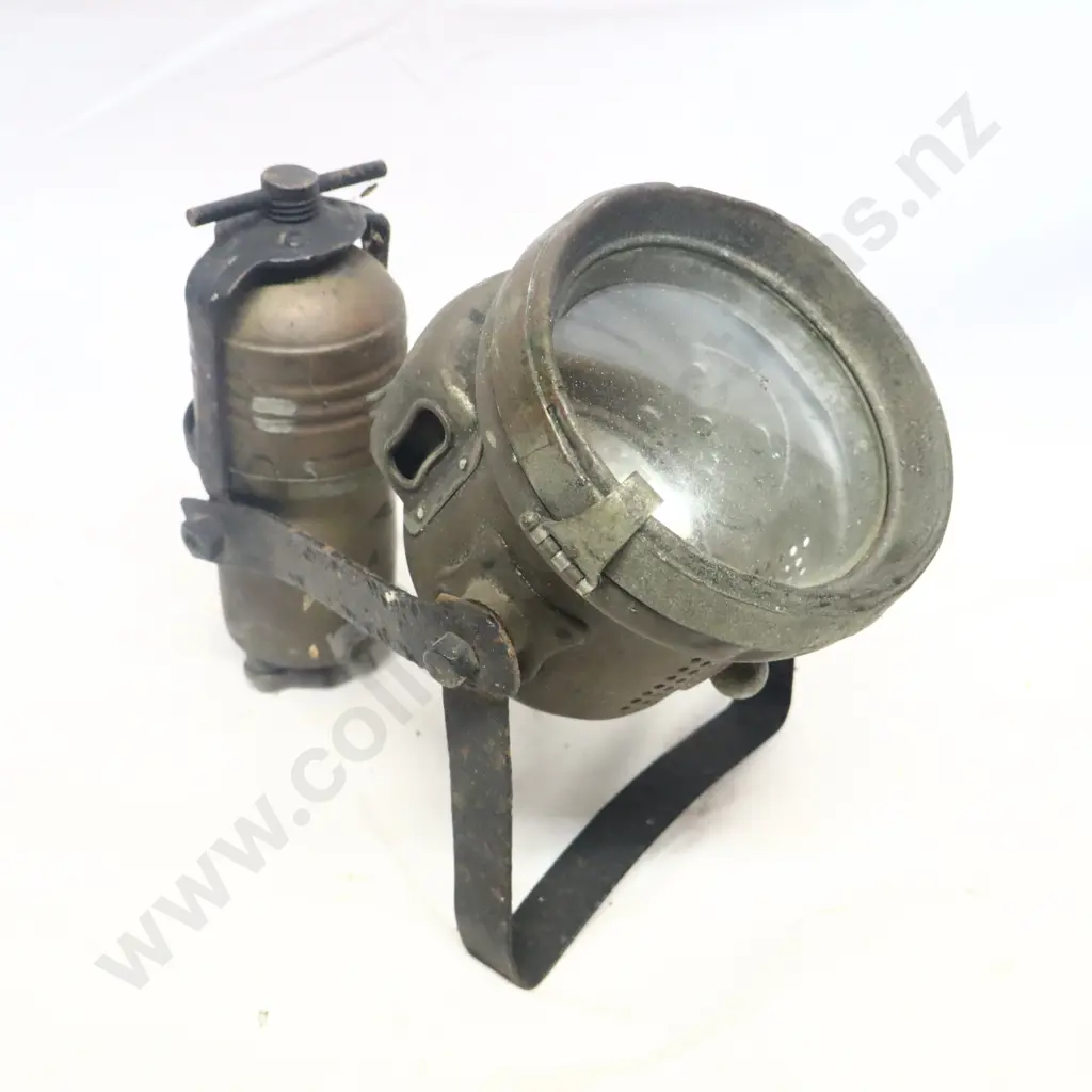 Early Carbide Motorcycle Headlight in Brass Image 1++