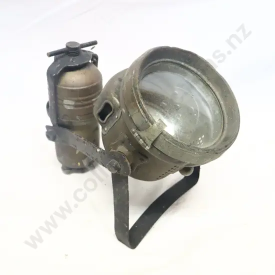 Early Carbide Motorcycle Headlight in Brass
