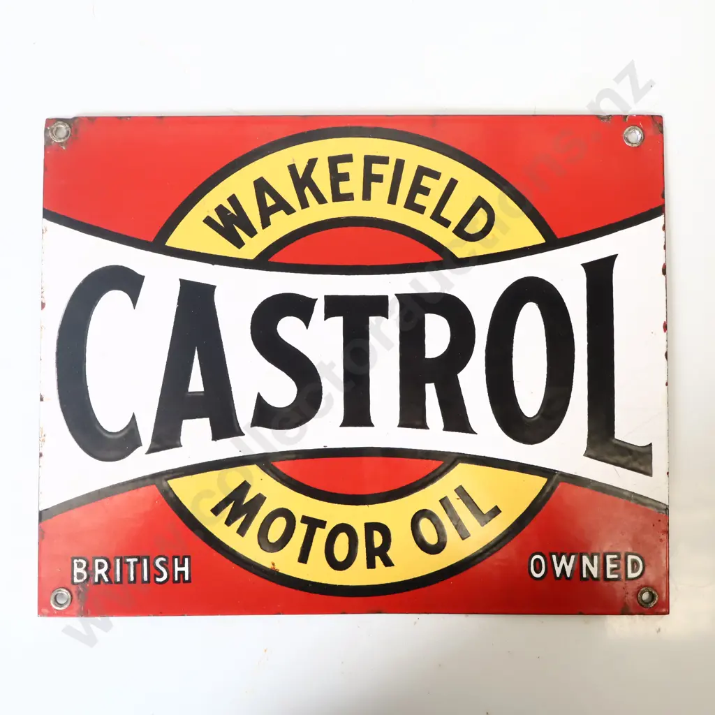 Wakefield Castrol 6 Bottle Oil Rack Enamel Sign Image 1++