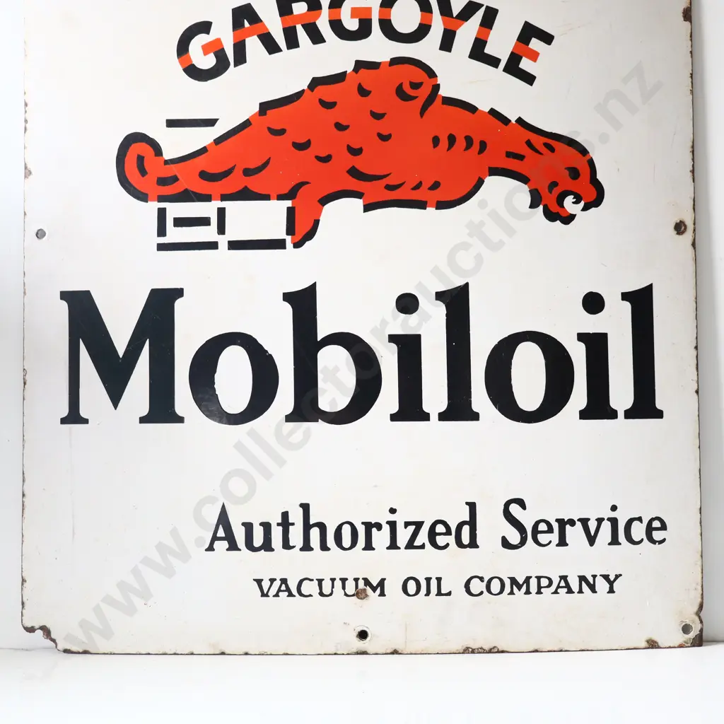 Stop Here Gargoyle Mobiloil Enamel Sign Image 1++