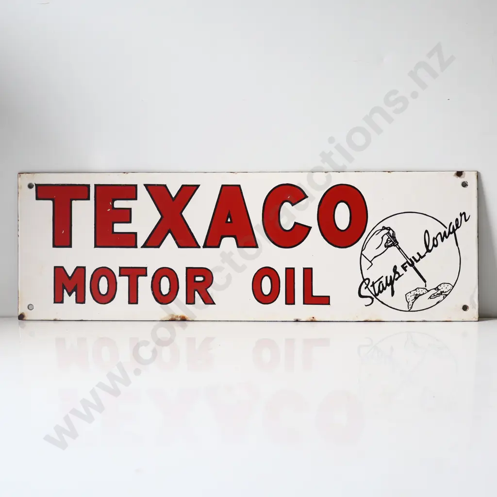 Texaco Motor Oil Bottle Rack Enamel Sign Image 1++