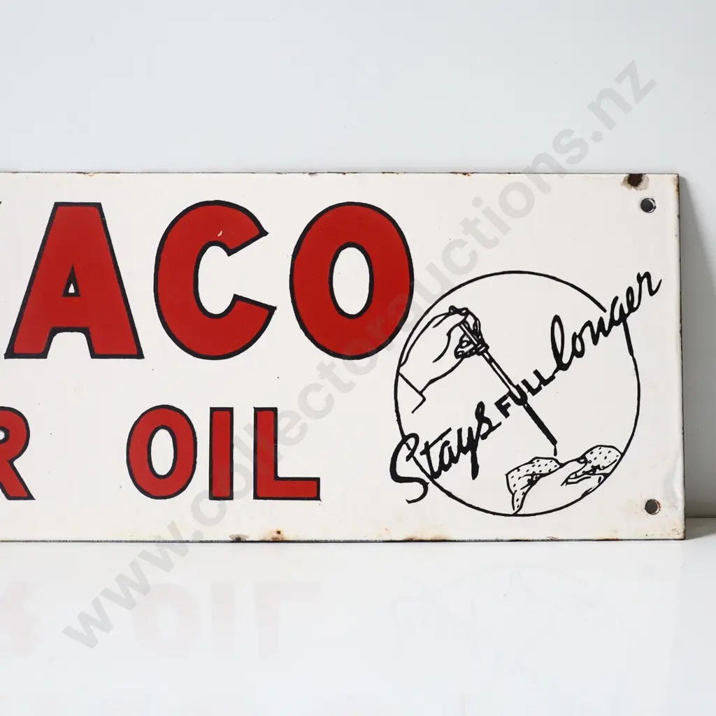 Texaco Motor Oil Bottle Rack Enamel Sign Image 1++