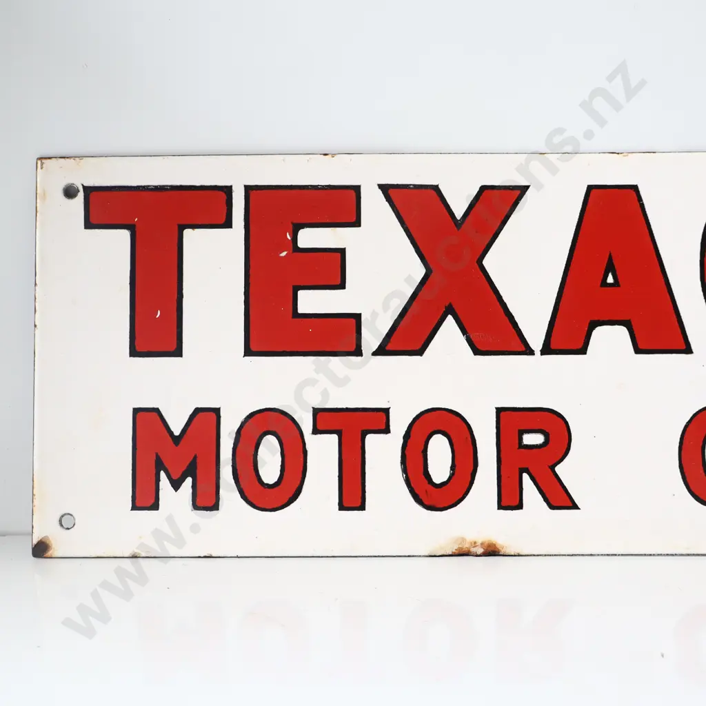 Texaco Motor Oil Bottle Rack Enamel Sign Image 1++