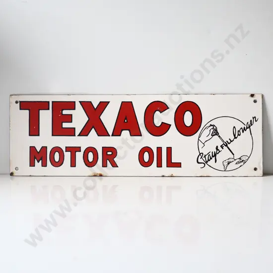 Texaco Motor Oil Bottle Rack Enamel Sign