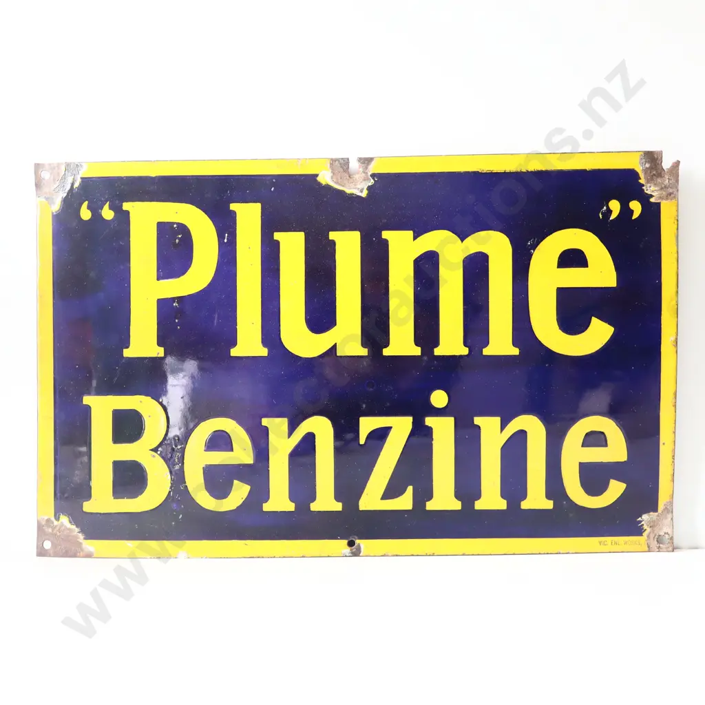 Plume Benzine Enamel Sign Image 1++