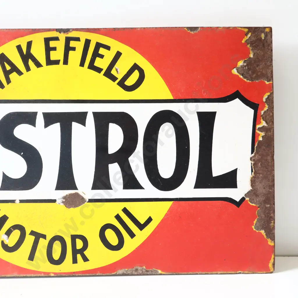 Early Castrol Double Sided Flanged Enamel Sign Image 1++