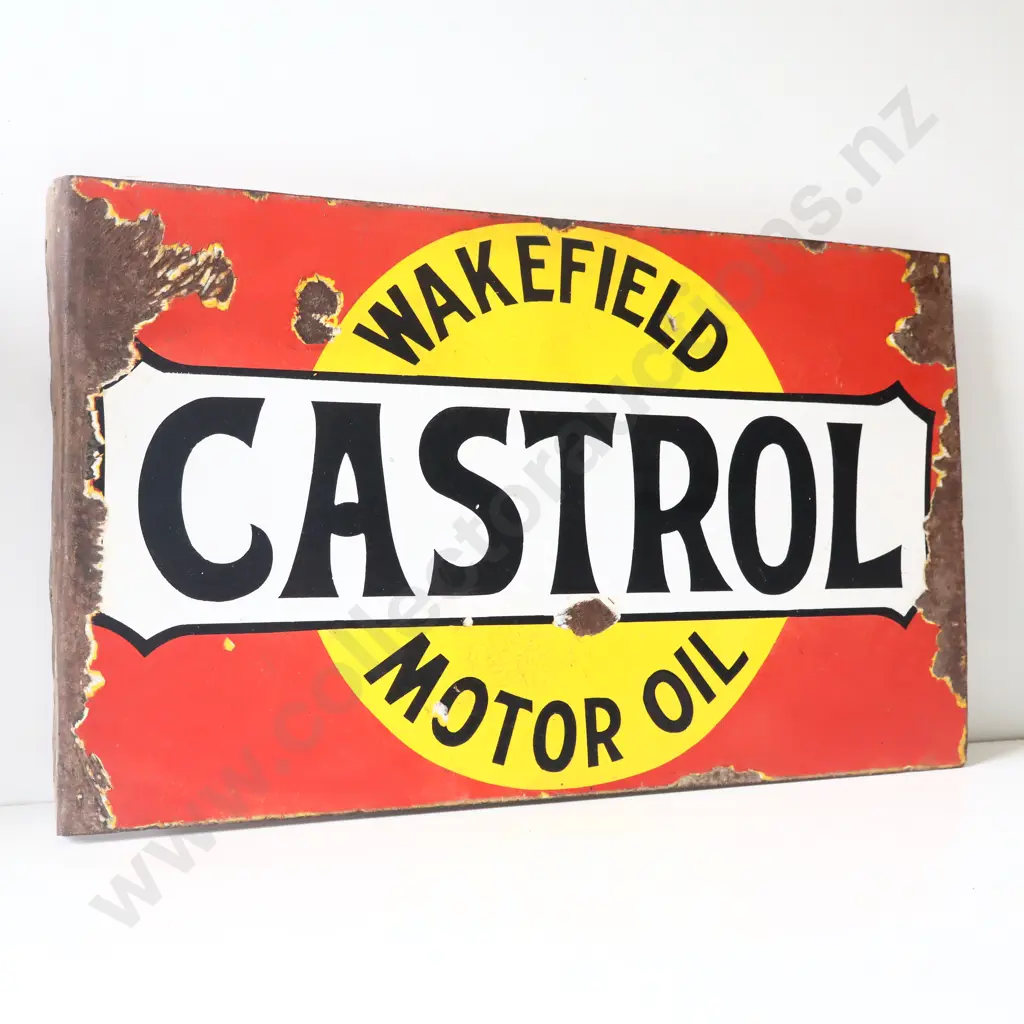 Early Castrol Double Sided Flanged Enamel Sign Image 1++