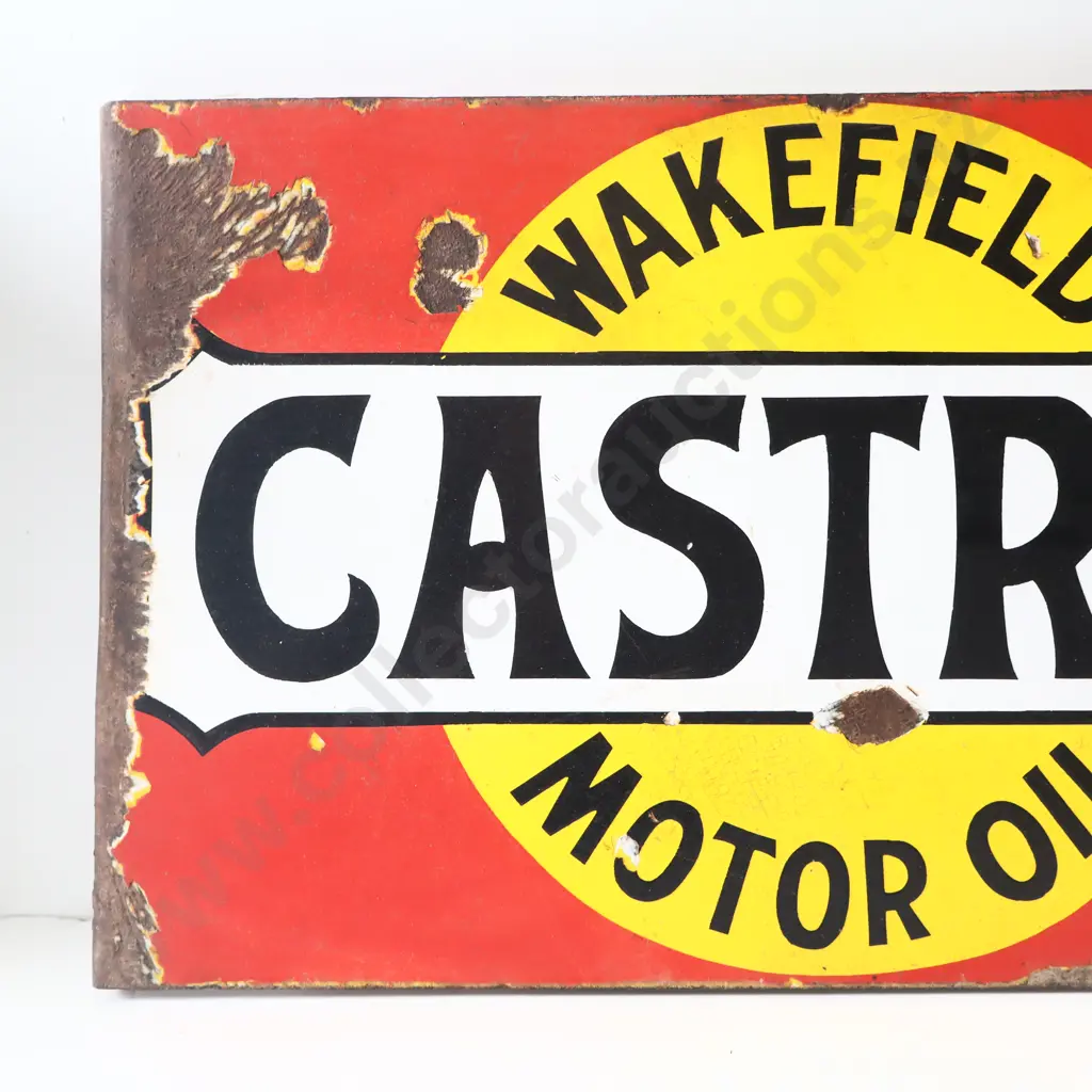 Early Castrol Double Sided Flanged Enamel Sign Image 1++