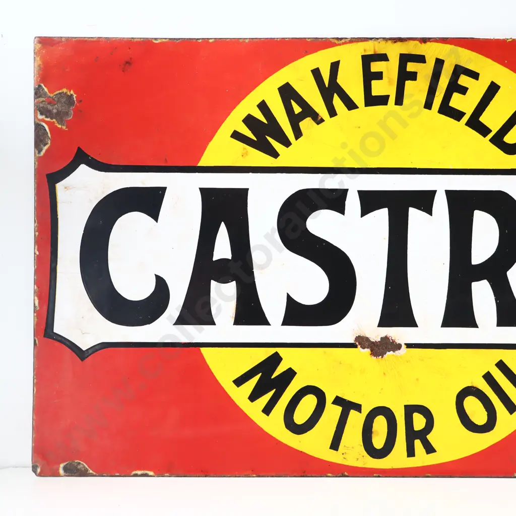 Early Castrol Double Sided Flanged Enamel Sign Image 1++