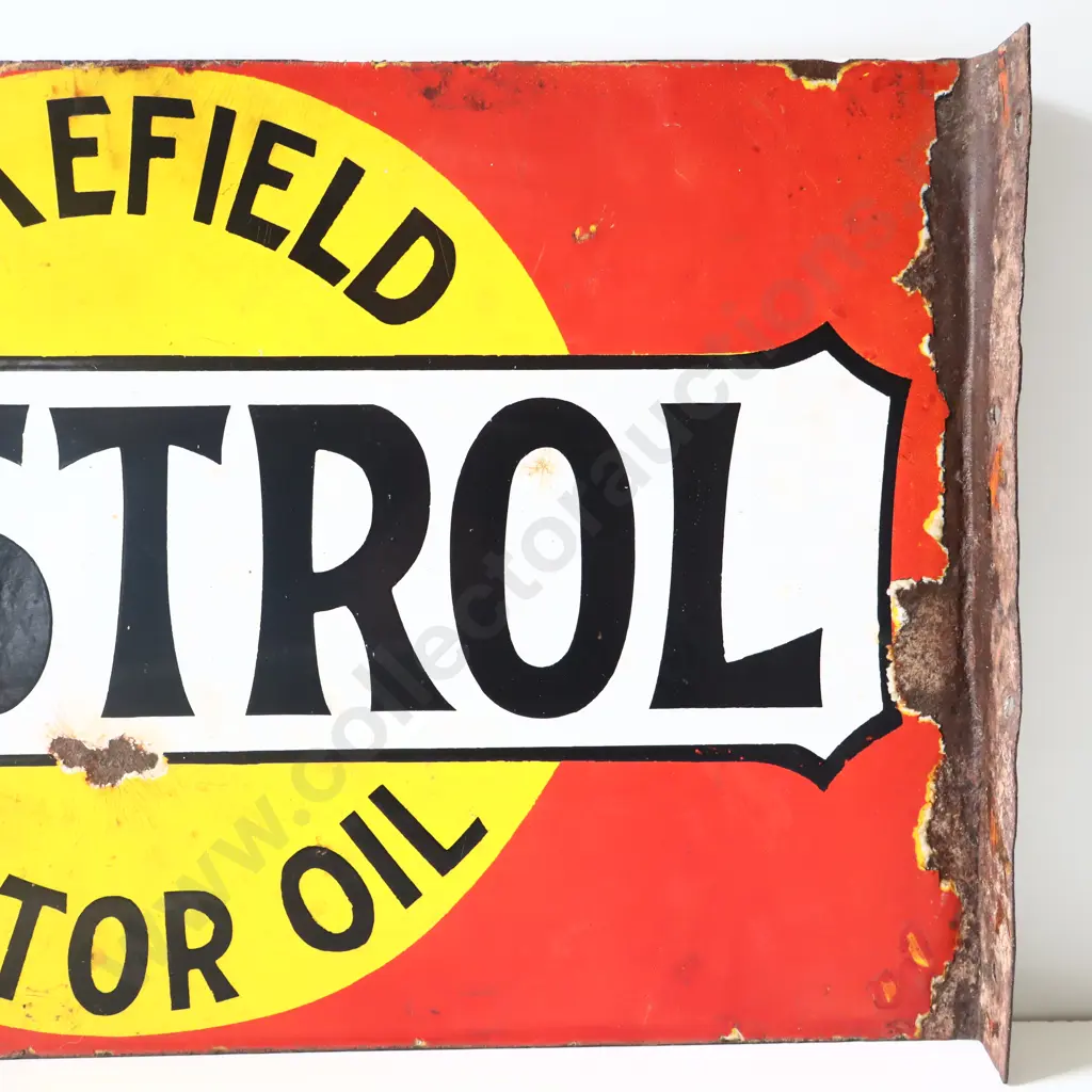 Early Castrol Double Sided Flanged Enamel Sign Image 1++